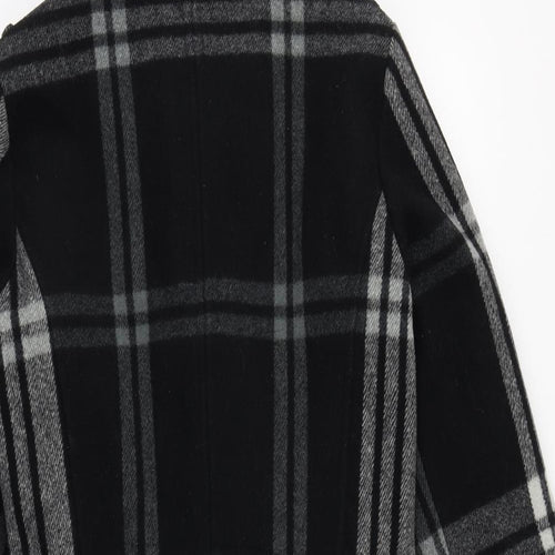 Firetrap Womens Black Plaid  Overcoat Coat Size S  Zip