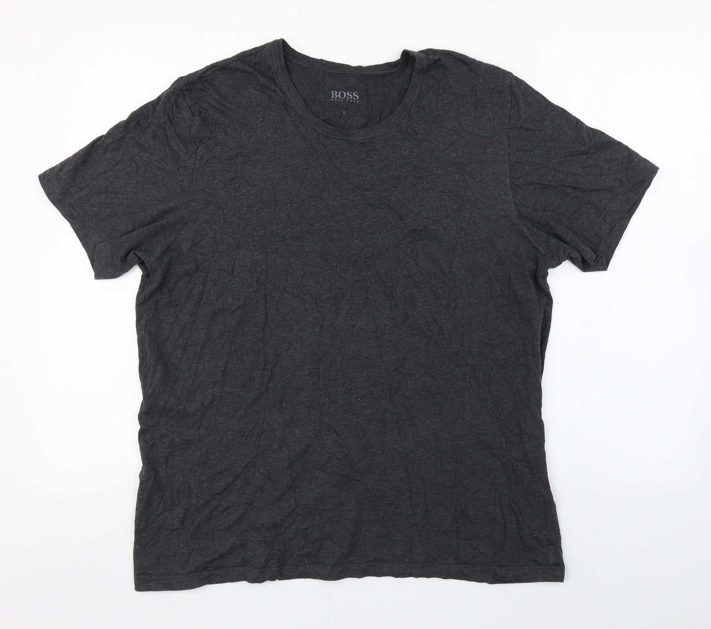 HUGO BOSS Mens Grey  Cotton  T-Shirt Size L Round Neck
