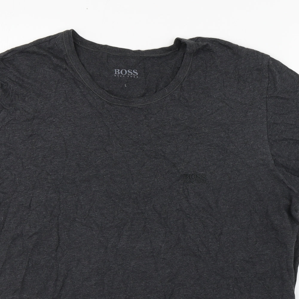 HUGO BOSS Mens Grey  Cotton  T-Shirt Size L Round Neck