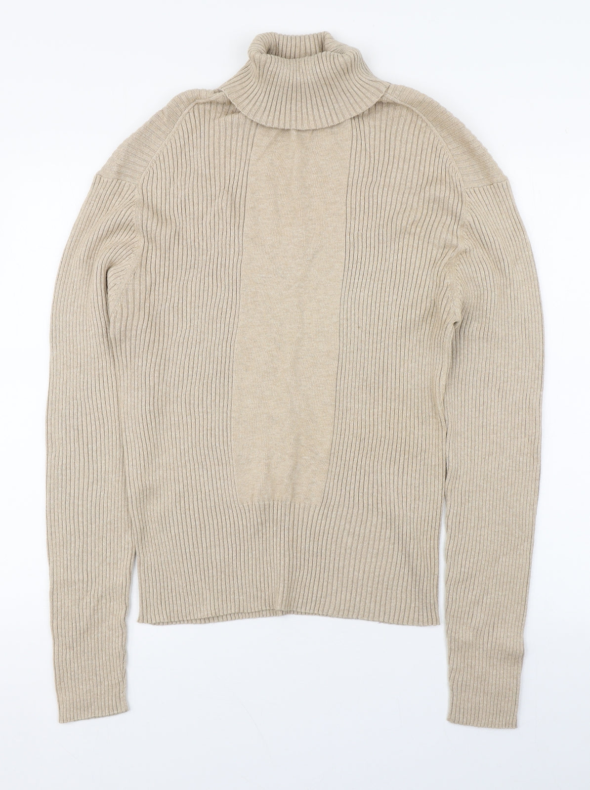 Dunnes Stores Womens Beige Roll Neck  Cotton Pullover Jumper Size 22