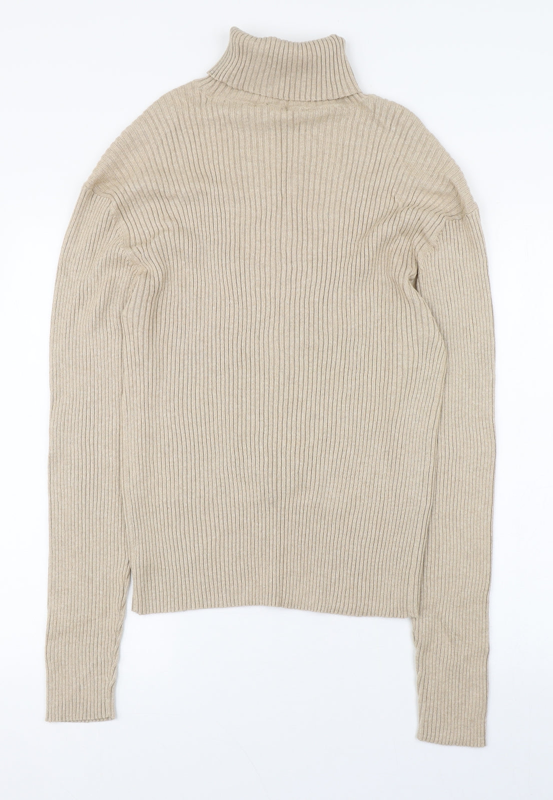 Dunnes Stores Womens Beige Roll Neck  Cotton Pullover Jumper Size 22