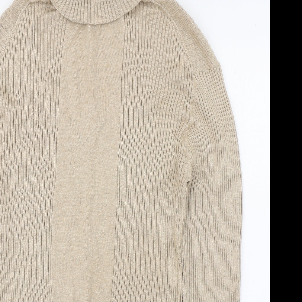 Dunnes Stores Womens Beige Roll Neck  Cotton Pullover Jumper Size 22