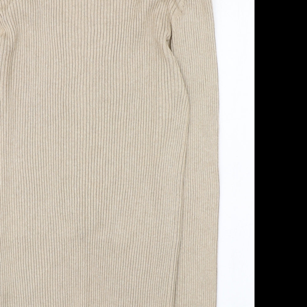 Dunnes Stores Womens Beige Roll Neck  Cotton Pullover Jumper Size 22