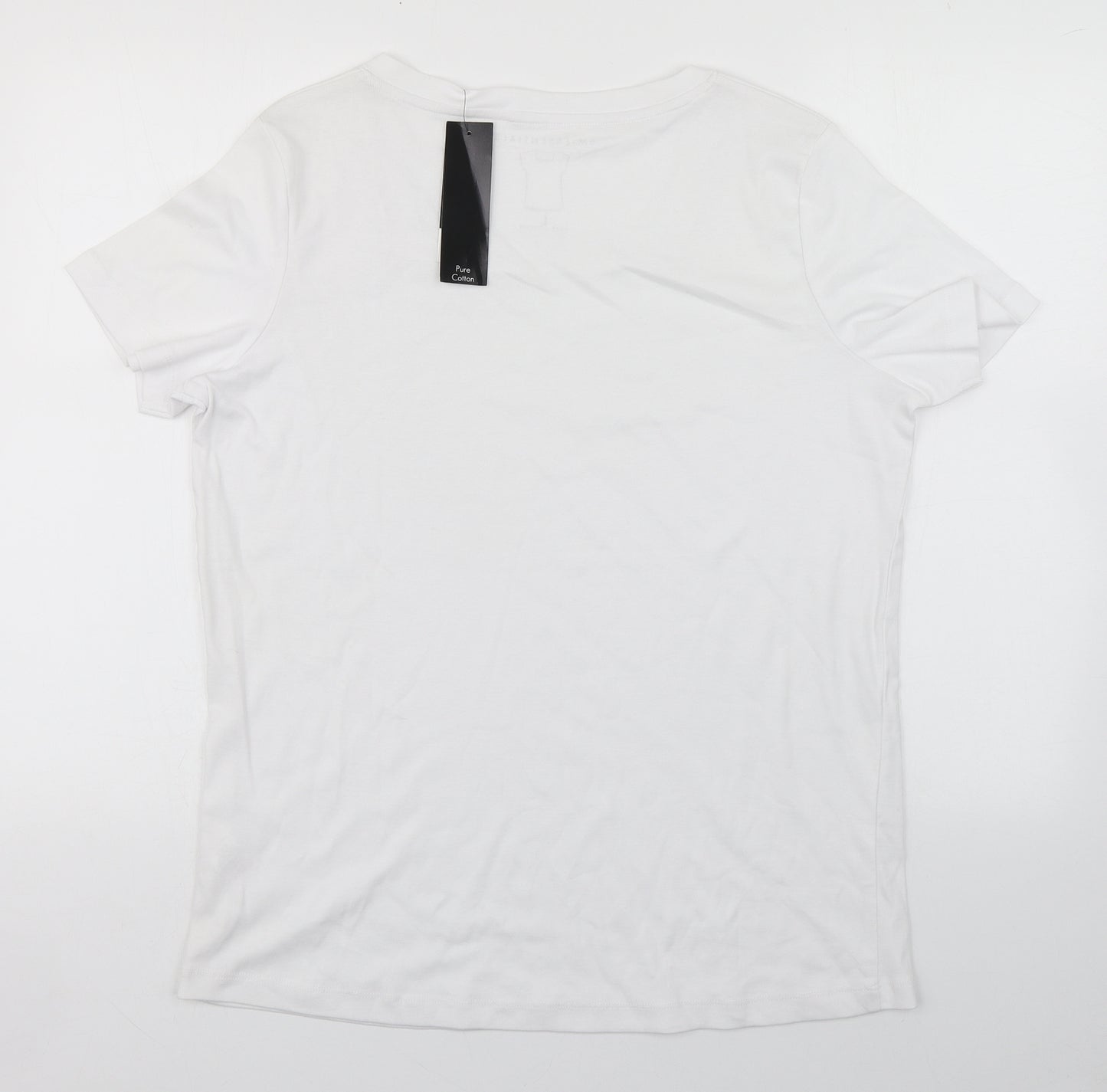 BM Womens White  Cotton Basic T-Shirt Size L Square Neck