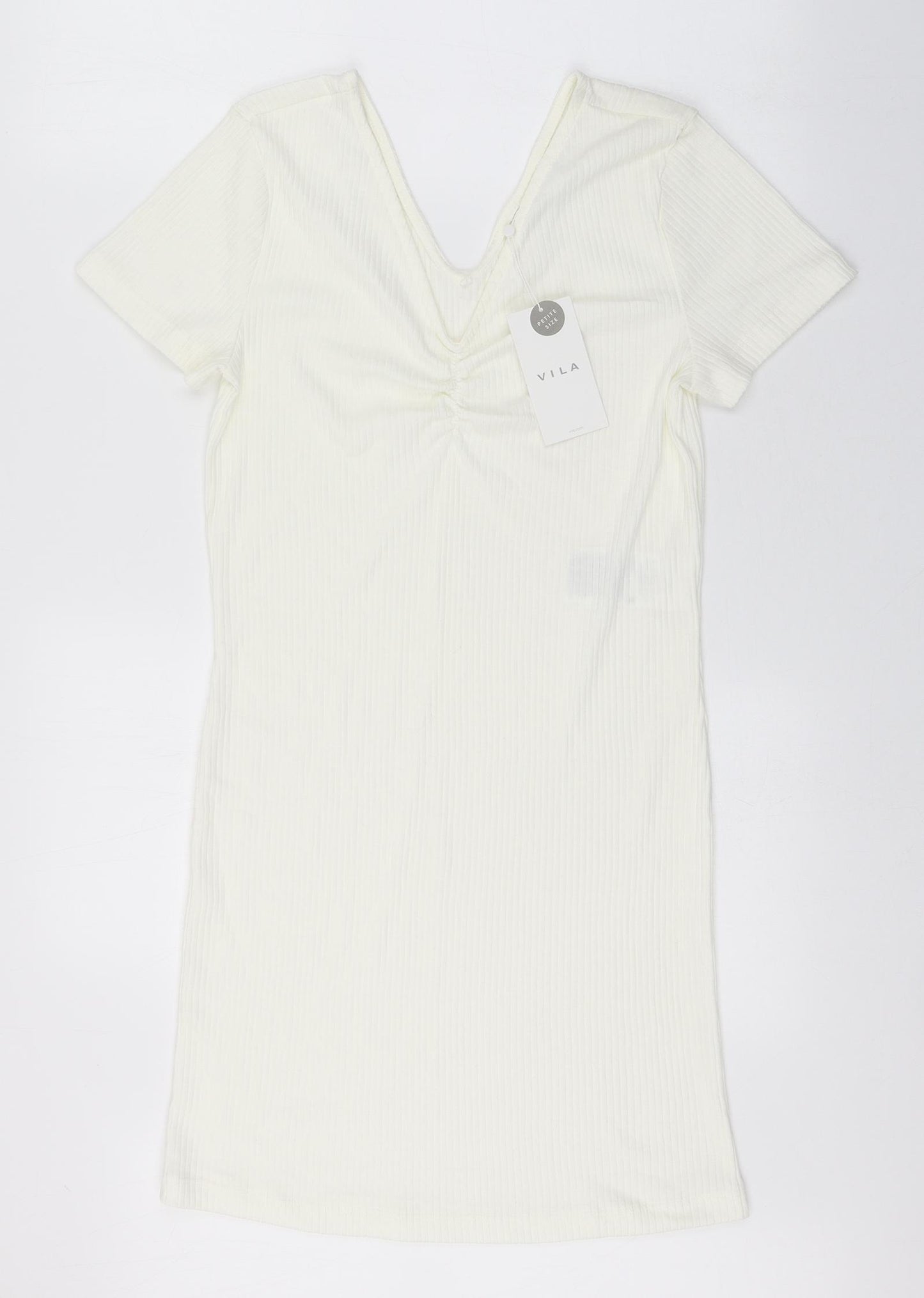 VILA Womens White  Cotton Sheath  Size XL  V-Neck Pullover