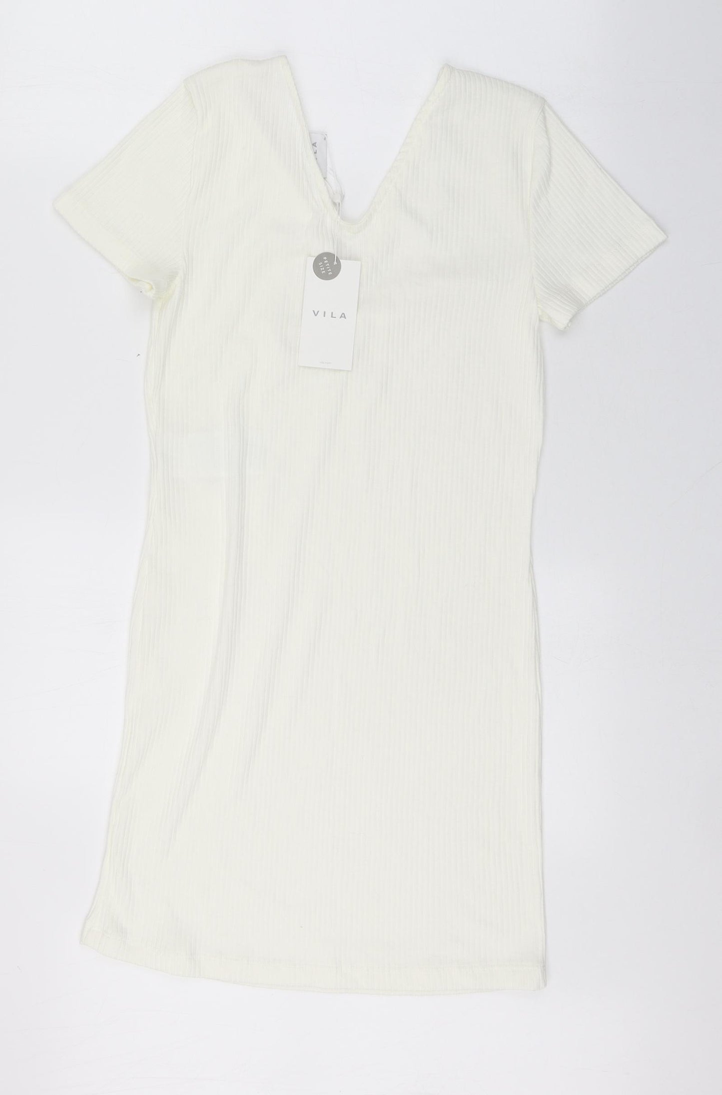 VILA Womens White  Cotton Sheath  Size XL  V-Neck Pullover