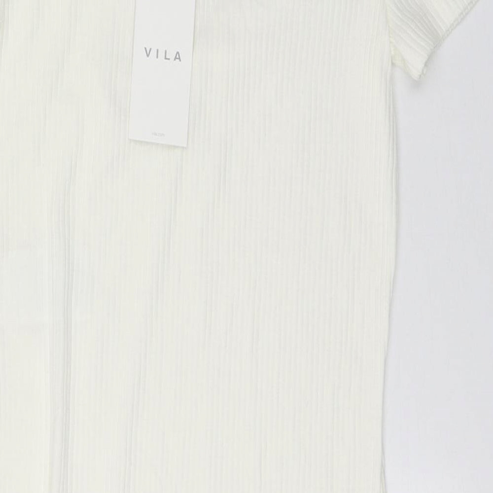 VILA Womens White  Cotton Sheath  Size XL  V-Neck Pullover