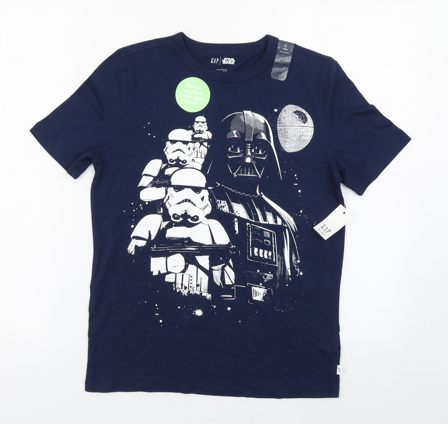 Gap Boys Blue  Cotton Basic T-Shirt Size 10-11 Years Round Neck Pullover - Star Wars
