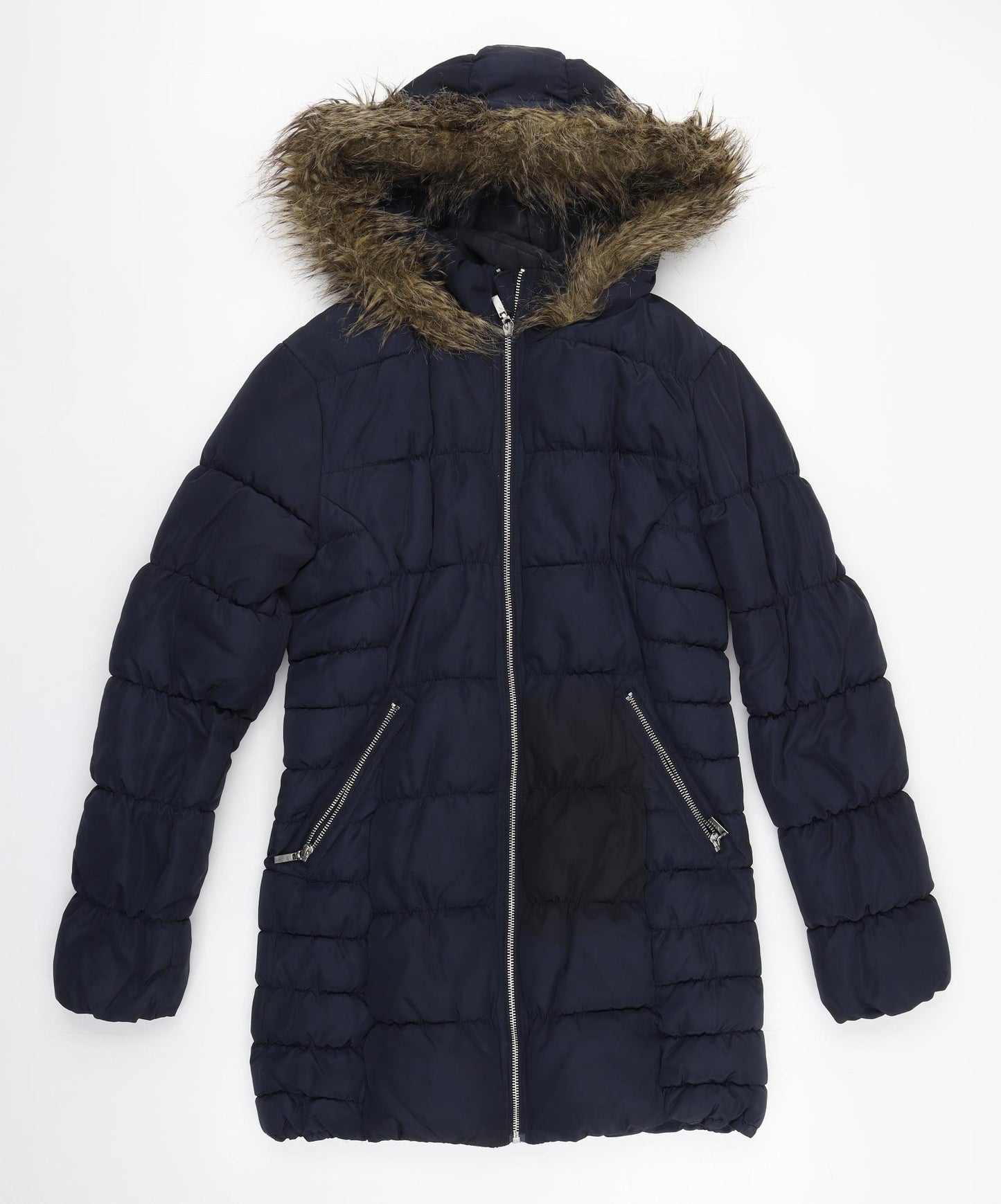H&M Womens Blue   Parka Coat Size 12  Zip