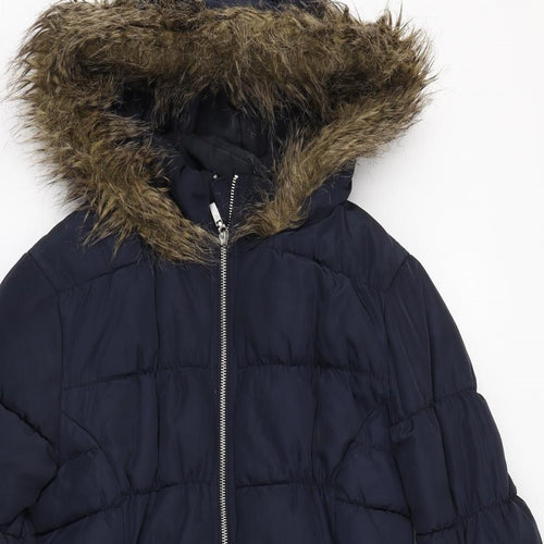 H&M Womens Blue   Parka Coat Size 12  Zip