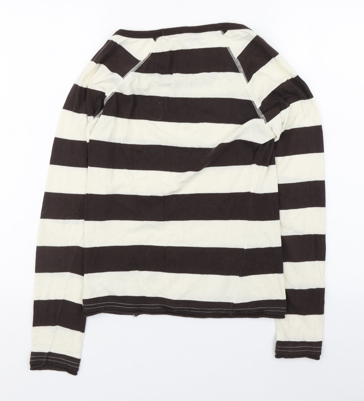 Cherokee Womens Brown Striped Cotton Basic T-Shirt Size 10 Scoop Neck