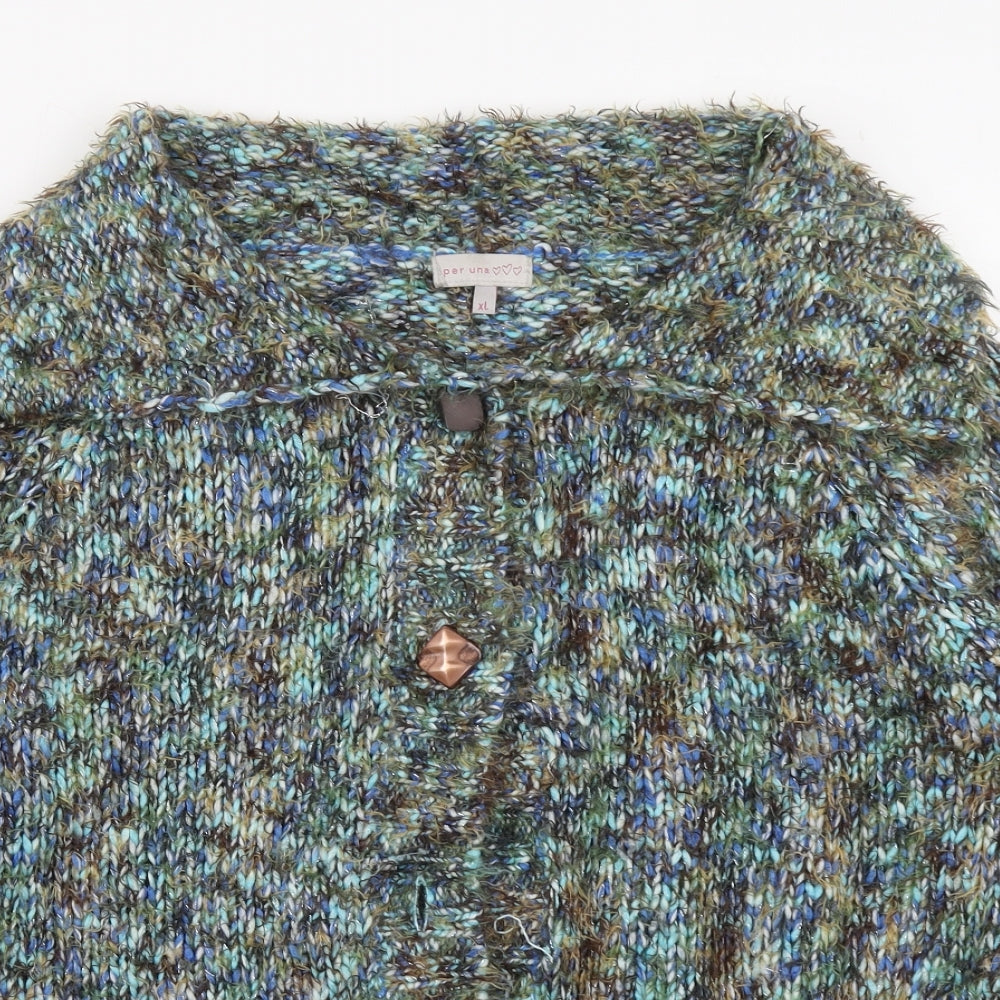 Per Una Womens Multicoloured Collared  Acrylic Cape Jumper Size XL