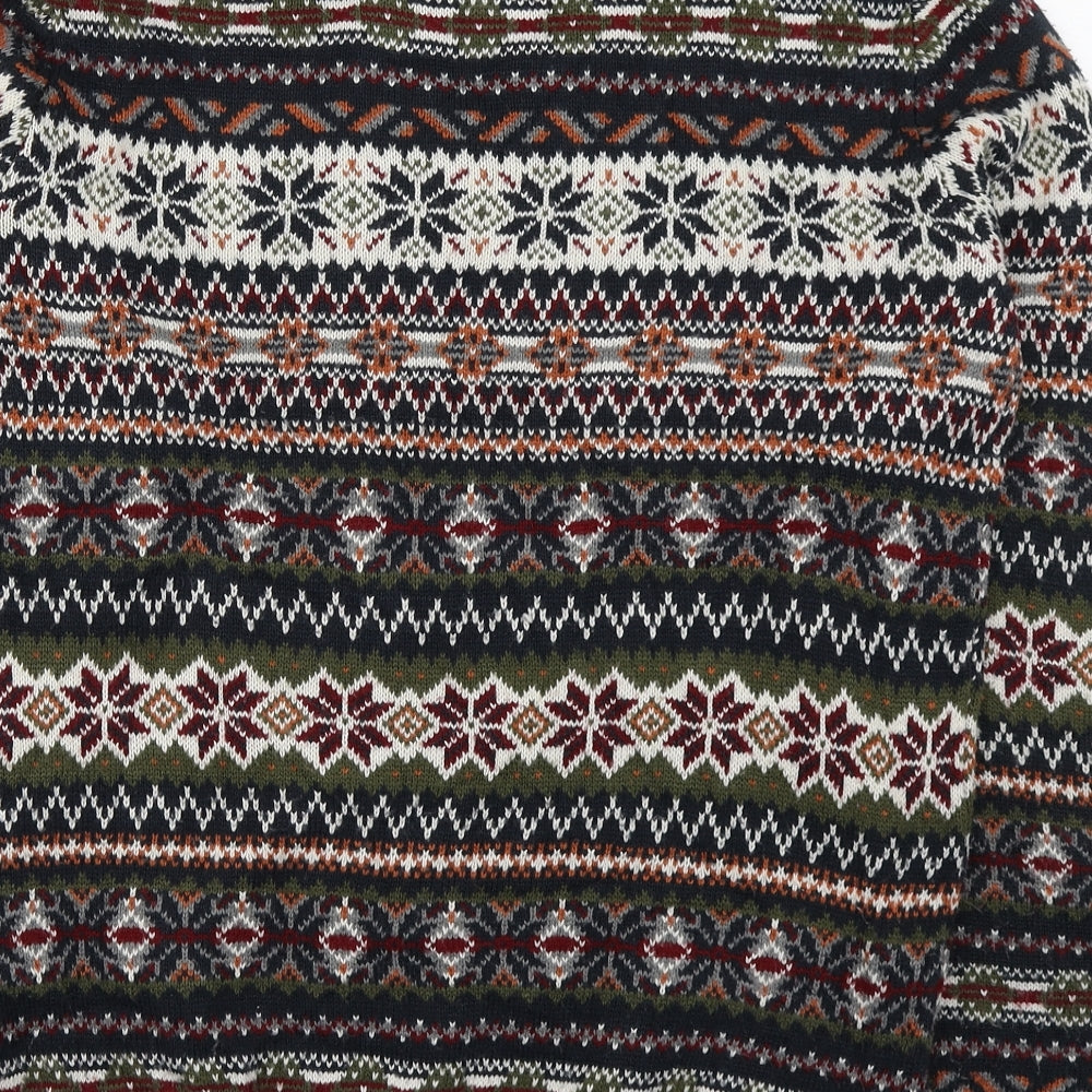 Primark Mens Multicoloured Round Neck Fair Isle Acrylic Pullover Jumper Size M