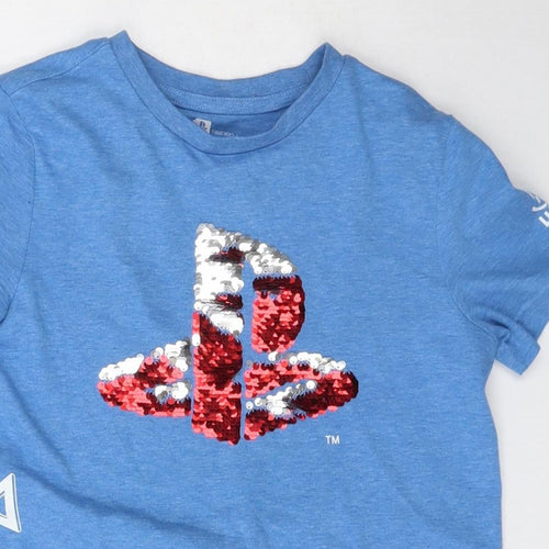 TU Boys Blue  Polyester Basic T-Shirt Size 7 Years Round Neck