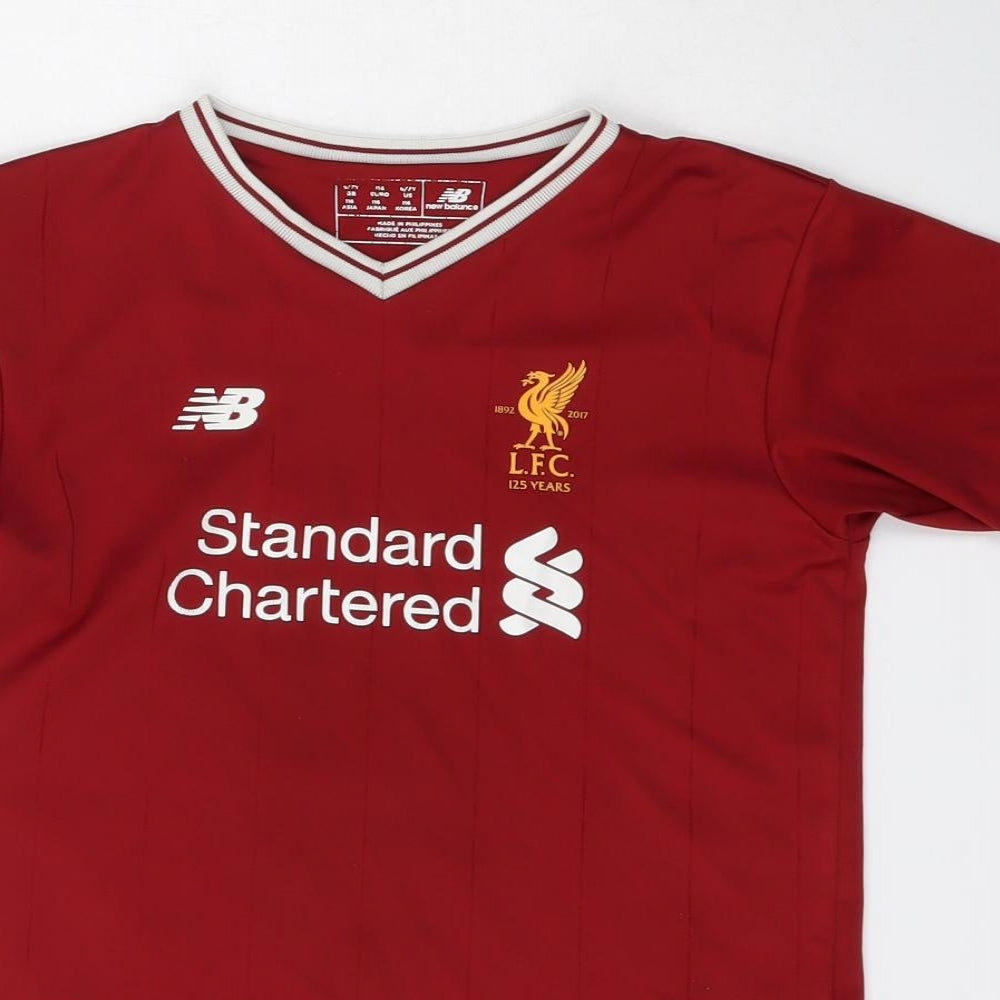 Liverpool FC Boys Red  Polyester Basic T-Shirt Size 6 Years V-Neck