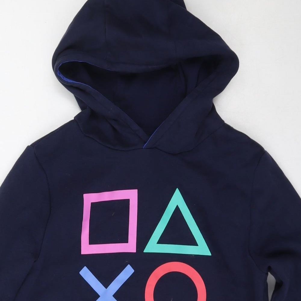 F&F Boys Blue  Cotton Pullover Hoodie Size 7 Years