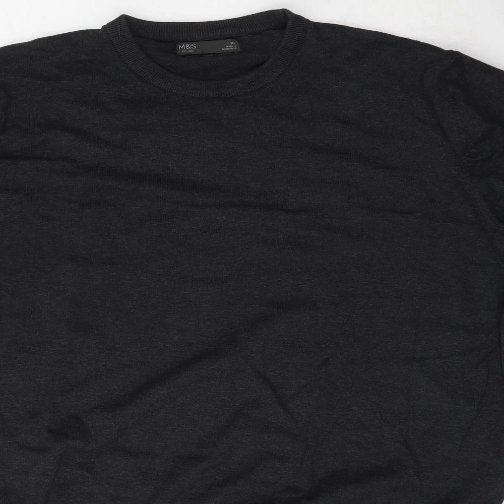 Marks and Spencer Mens Grey Round Neck  Cotton Pullover Jumper Size XL