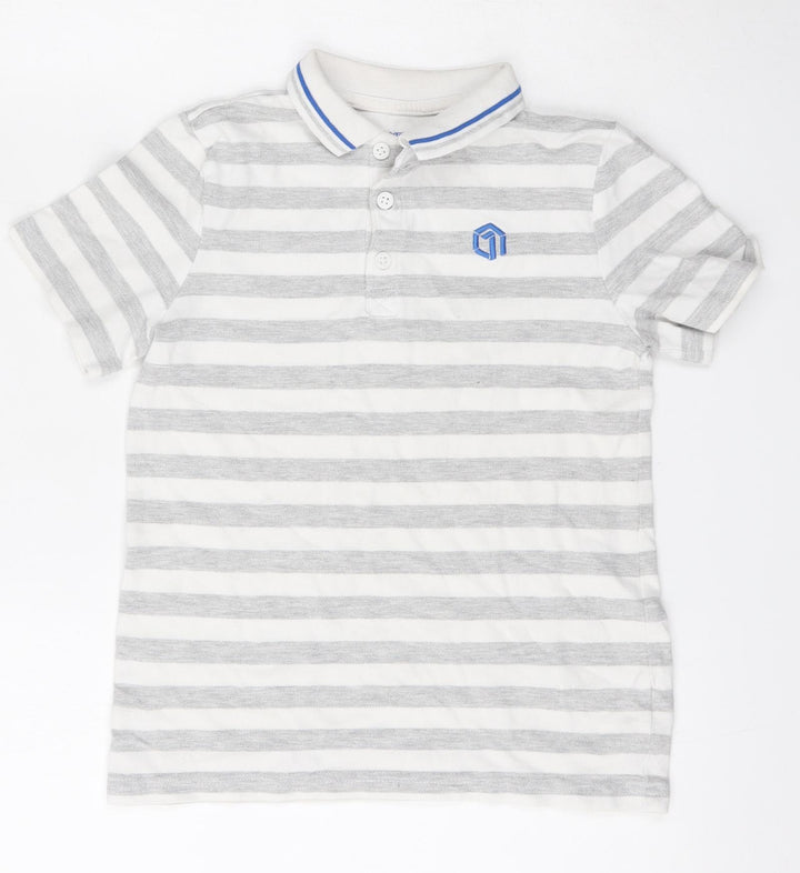 F&F Boys Multicoloured Striped Cotton Basic Polo Size 8 Years Collared