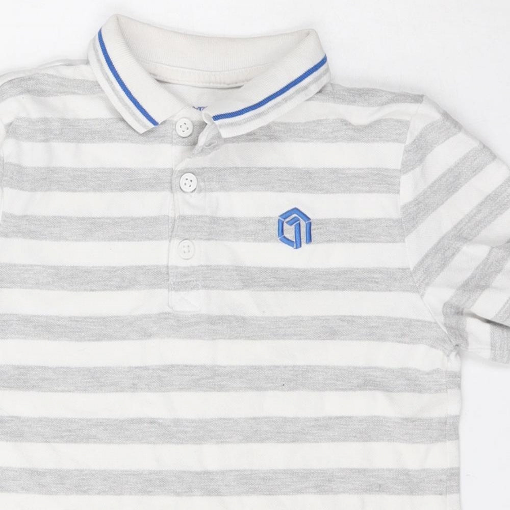 F&F Boys Multicoloured Striped Cotton Basic Polo Size 8 Years Collared