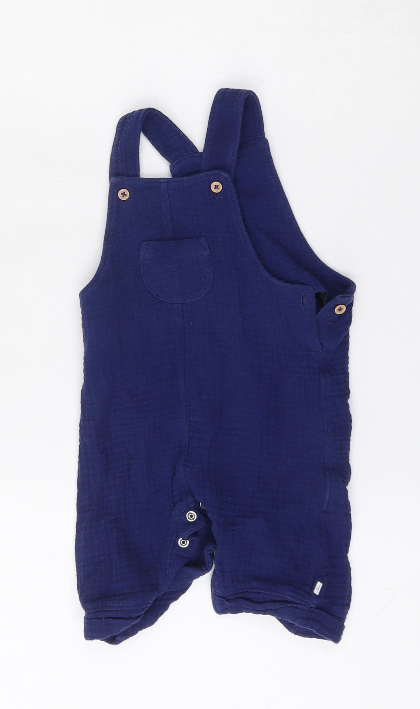 Tesco Girls Blue  Cotton Dungaree One-Piece Size 6-9 Months