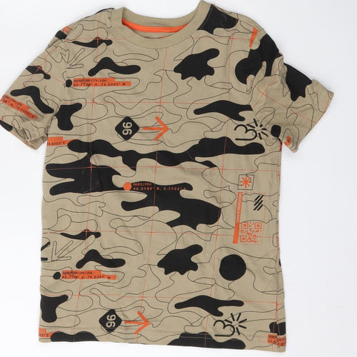 F&F Boys Beige  Cotton Basic T-Shirt Size 7 Years Round Neck