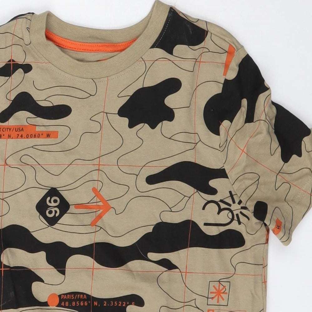 F&F Boys Beige  Cotton Basic T-Shirt Size 7 Years Round Neck