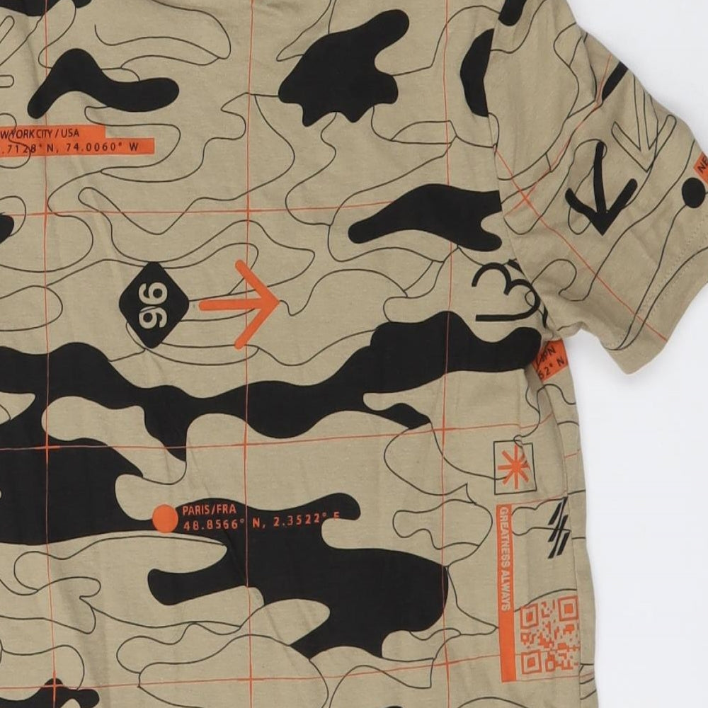 F&F Boys Beige  Cotton Basic T-Shirt Size 7 Years Round Neck