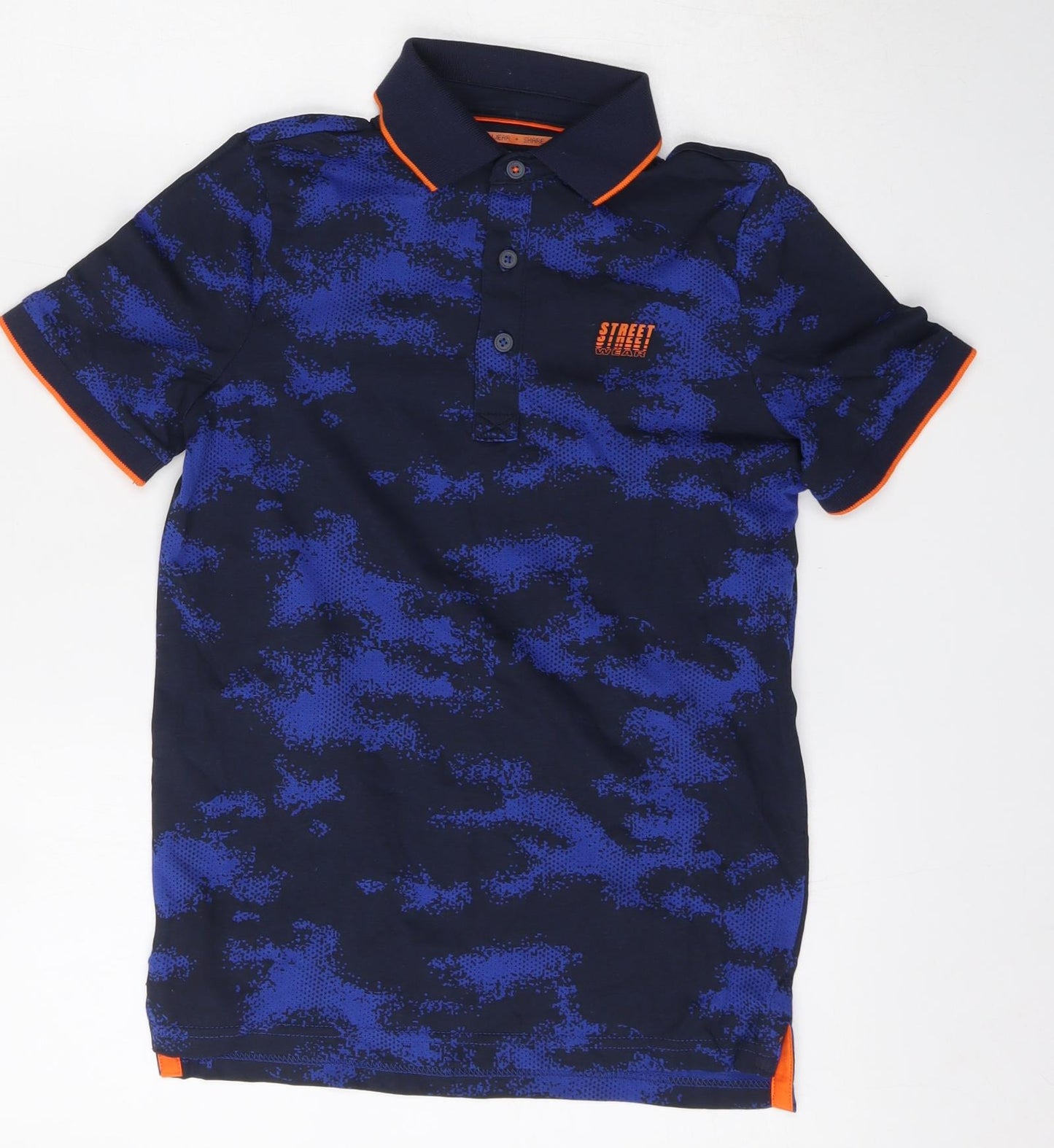 F&F Boys Blue  Cotton Basic Polo Size 9-10 Years Collared Button