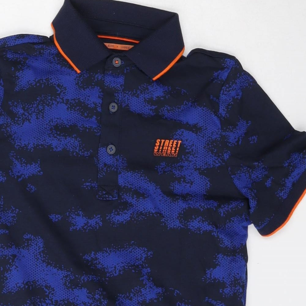 F&F Boys Blue  Cotton Basic Polo Size 9-10 Years Collared Button