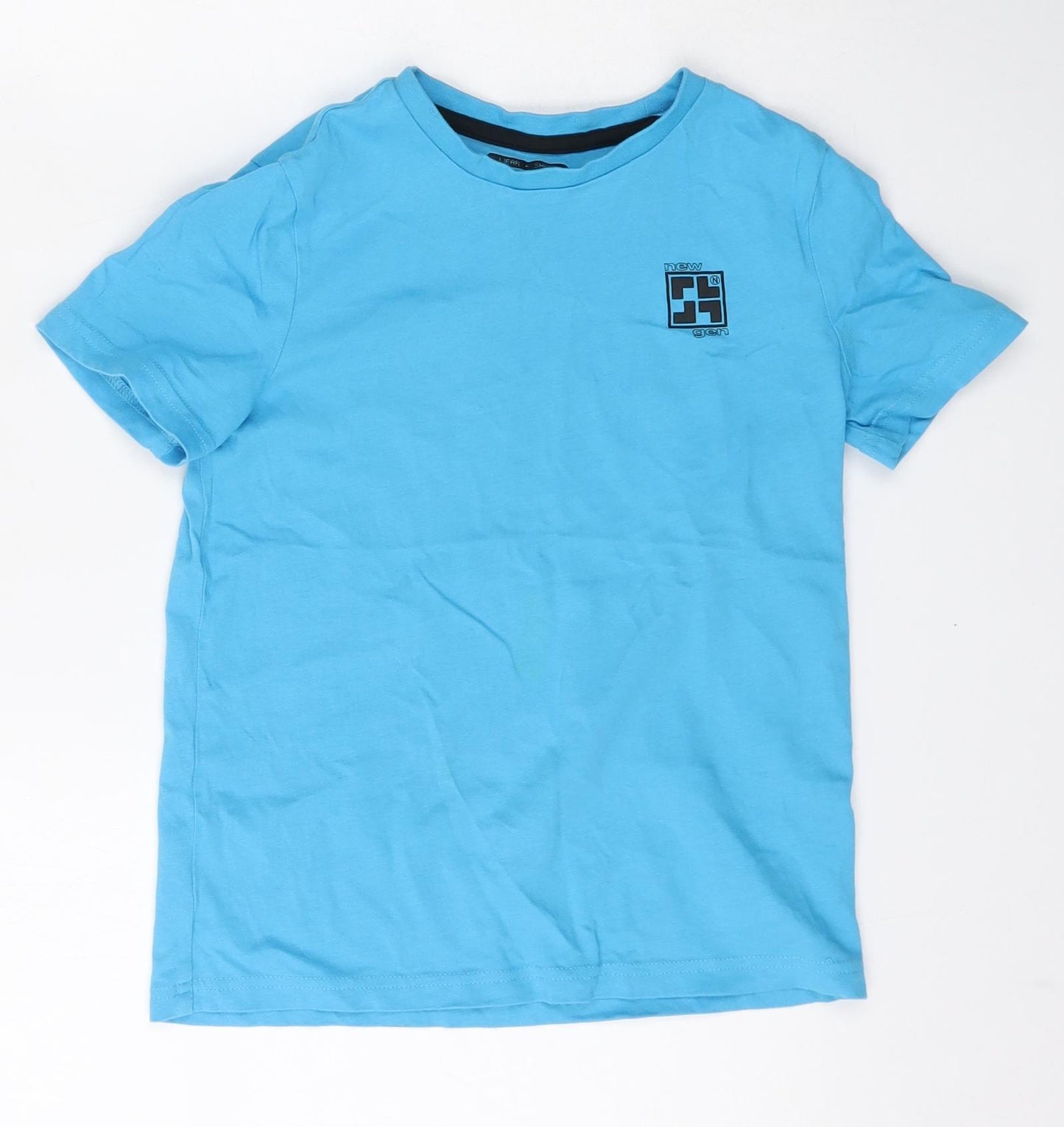 F&F Boys Blue  Cotton Basic T-Shirt Size 8-9 Years Round Neck