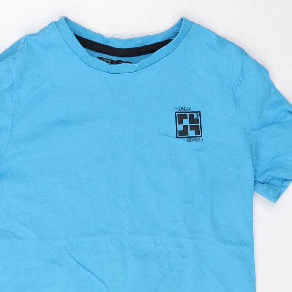 F&F Boys Blue  Cotton Basic T-Shirt Size 8-9 Years Round Neck