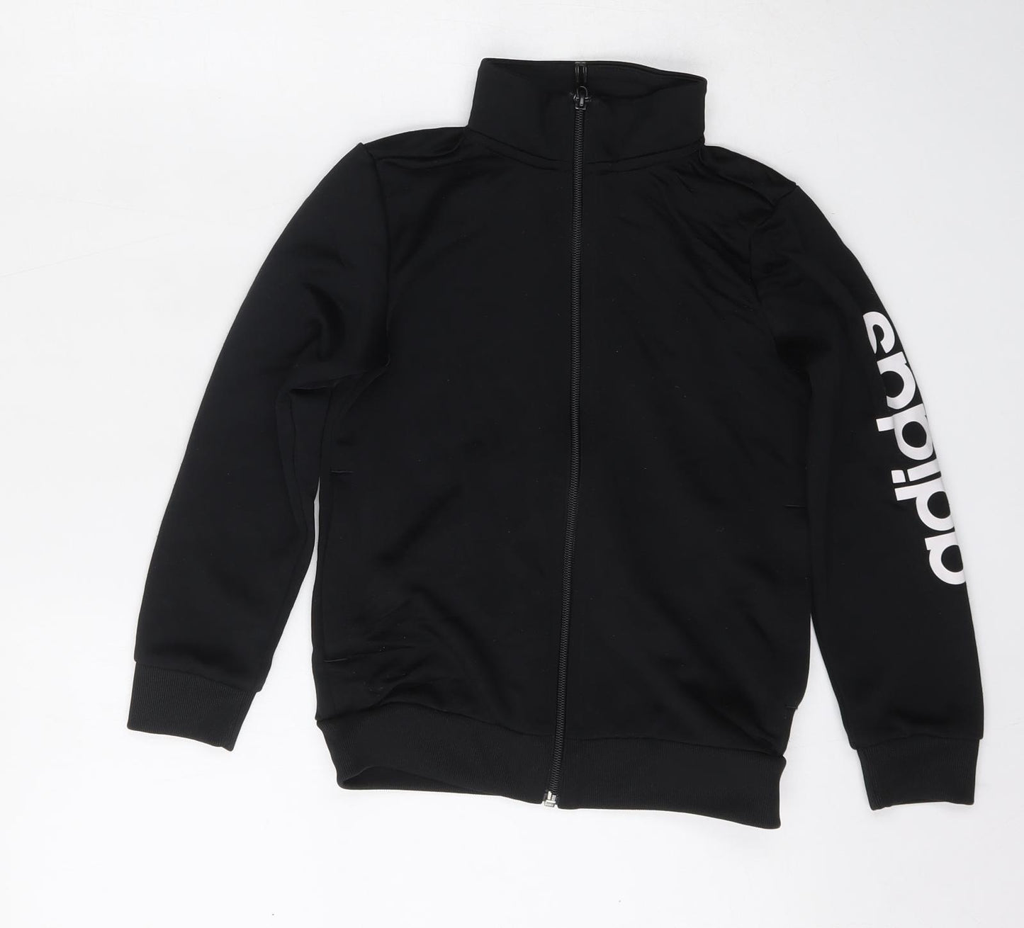 adidas Boys Black  Polyester Full Zip Sweatshirt Size 7-8 Years