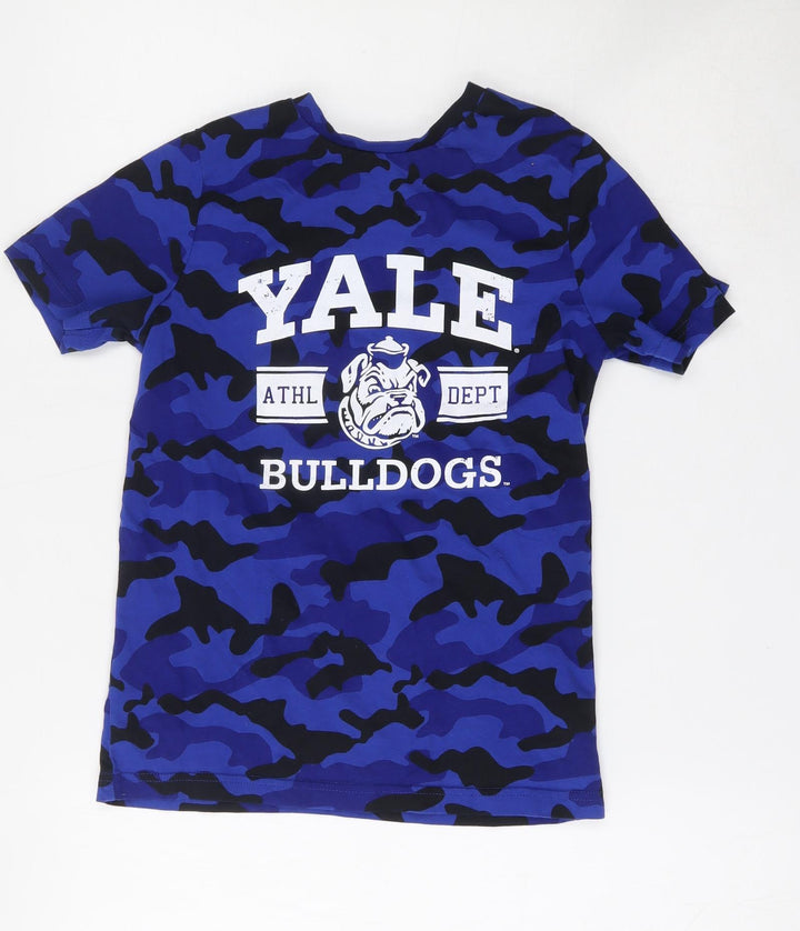 Yale Boys Blue Camouflage Cotton Basic T-Shirt Size 9-10 Years Round Neck - Yale University