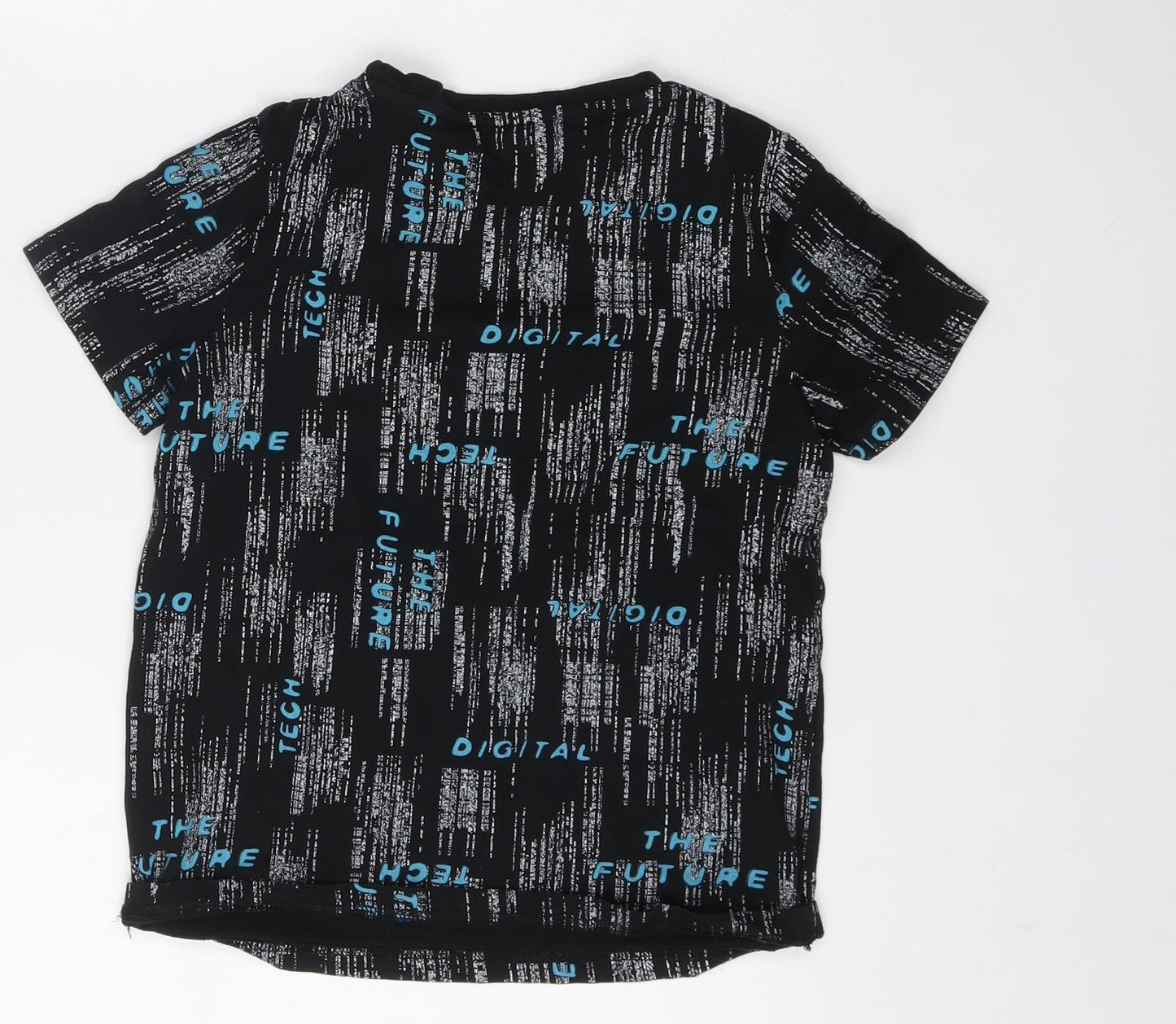 F&F Boys Black  Cotton Basic T-Shirt Size 8-9 Years Round Neck