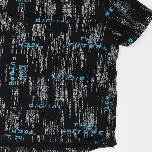 F&F Boys Black  Cotton Basic T-Shirt Size 8-9 Years Round Neck