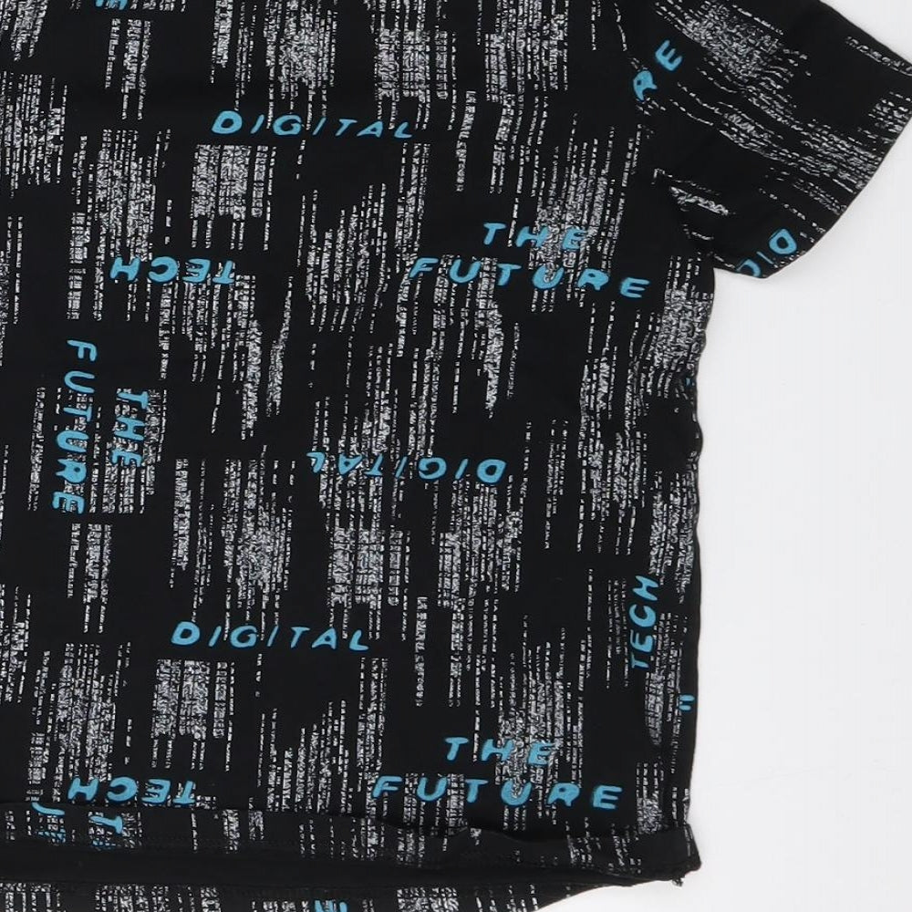 F&F Boys Black  Cotton Basic T-Shirt Size 8-9 Years Round Neck