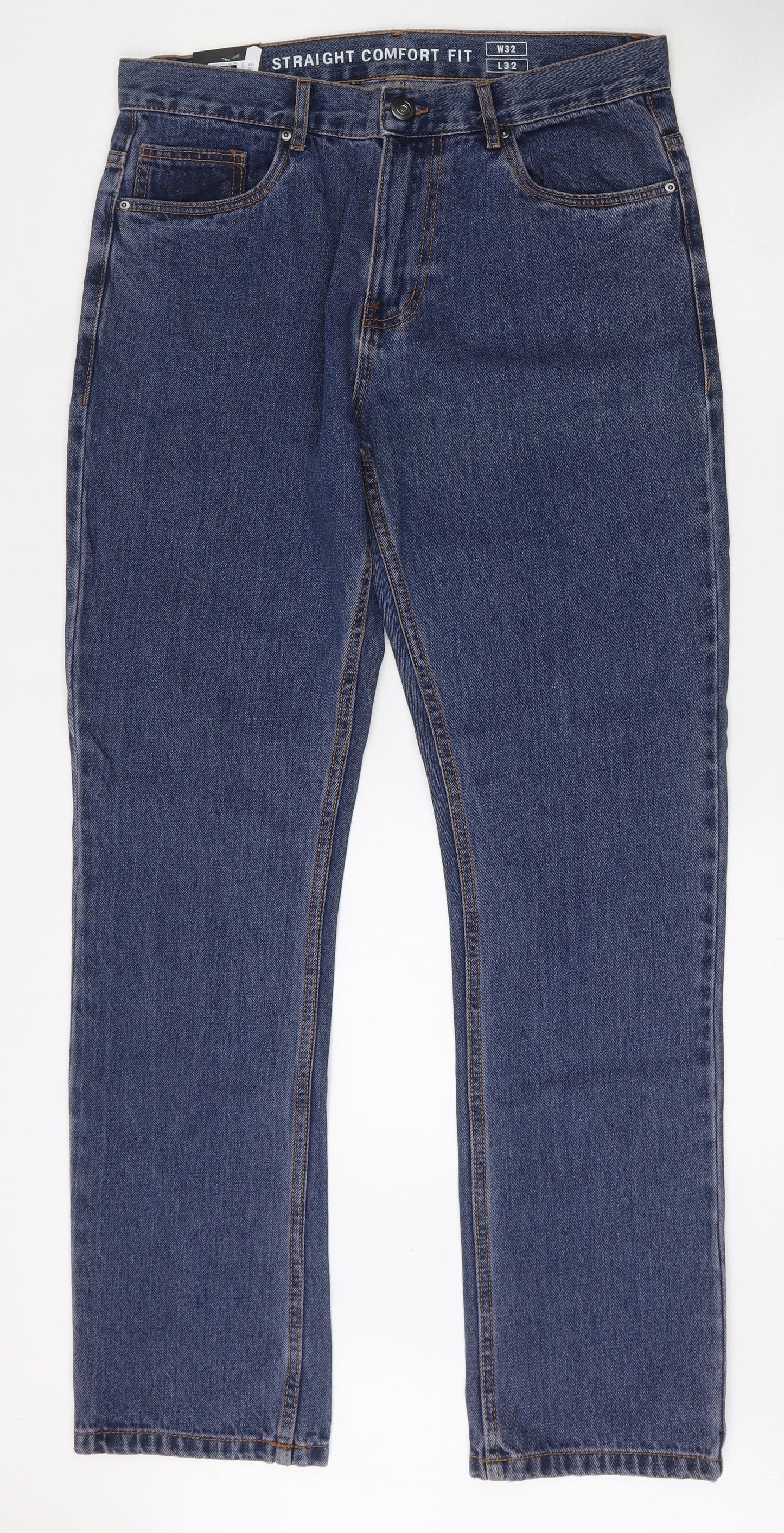 Dunnes Stores Womens Blue  Cotton Straight Jeans Size 32 L32 in Relaxed