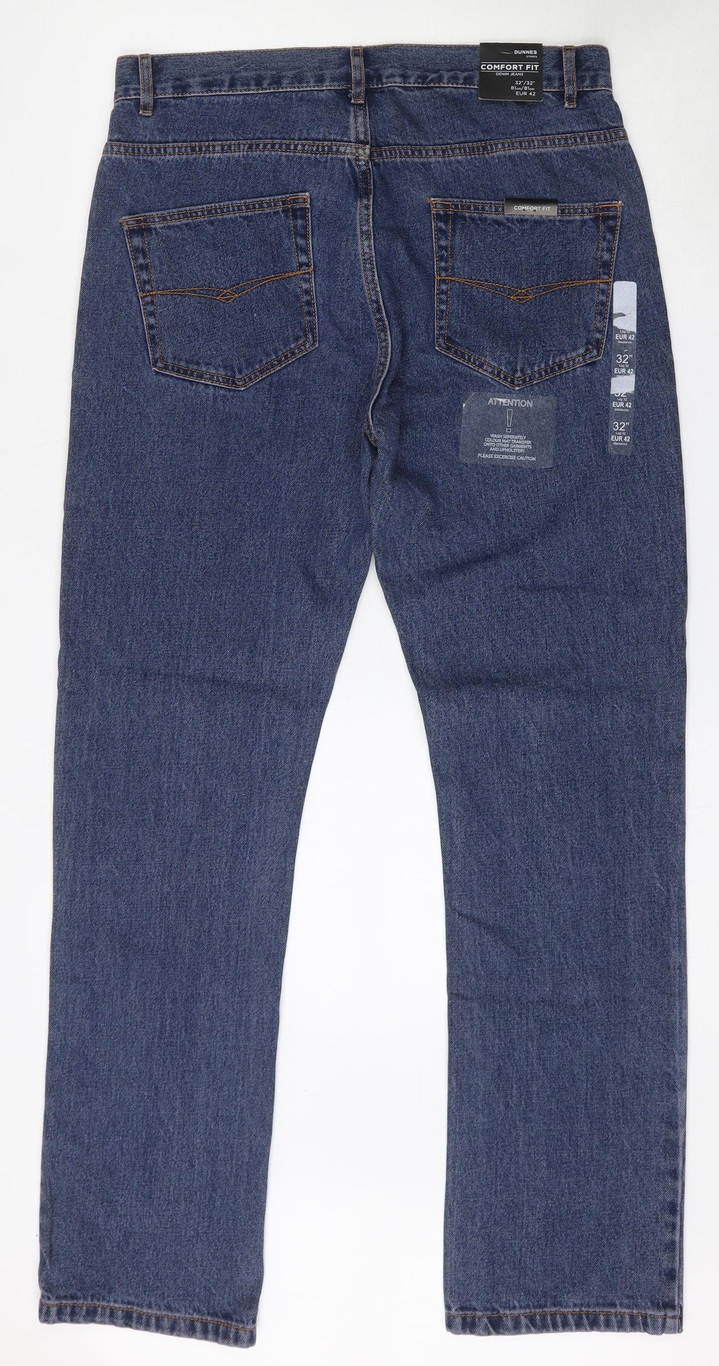 Dunnes Stores Womens Blue  Cotton Straight Jeans Size 32 L32 in Relaxed