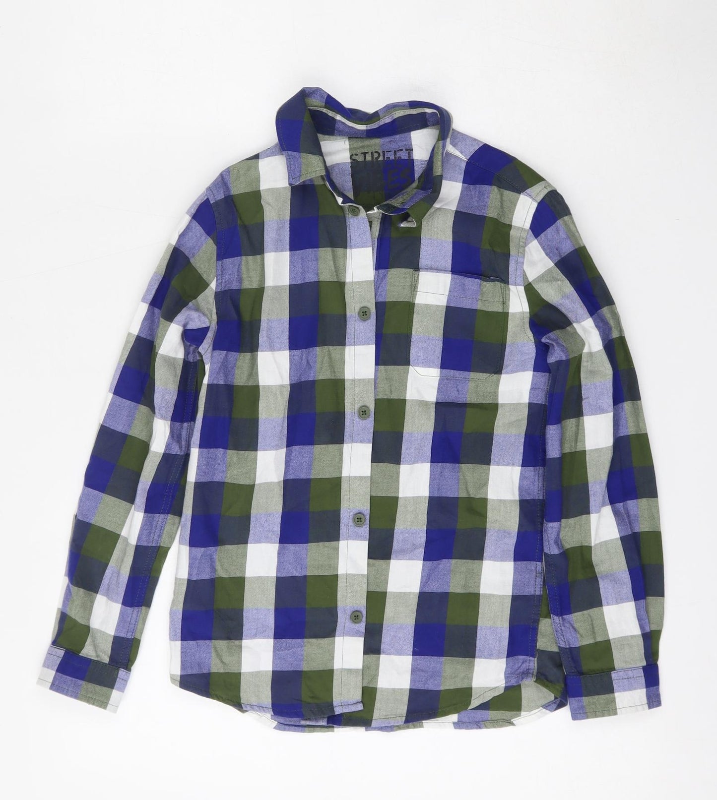 F&F Boys Multicoloured Check Cotton Basic Button-Up Size 8-9 Years Collared