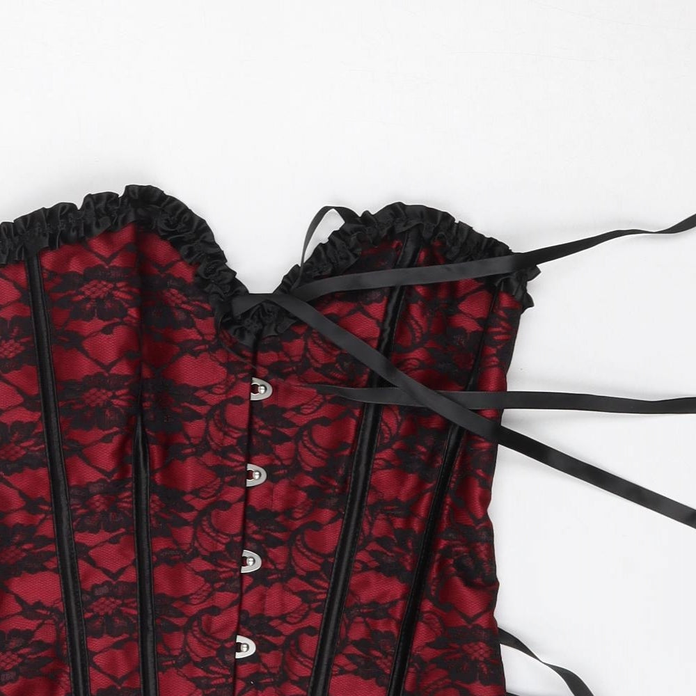 Preworn Womens Red Floral Polyester Basic Tank Size M Round Neck