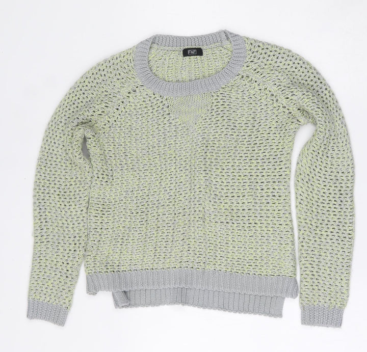 F&F Womens Green Round Neck Acrylic Pullover Jumper Size 8