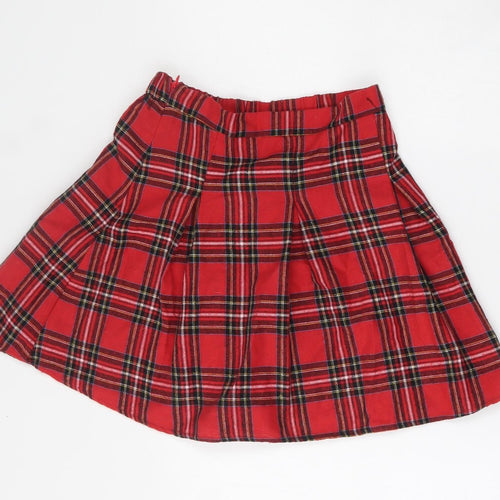 SheIn Girls Red Plaid Cotton Skater Skirt Size 11-12 Years  Regular