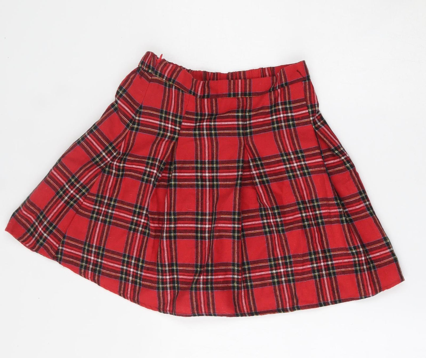 SheIn Girls Red Plaid Cotton Skater Skirt Size 11-12 Years  Regular