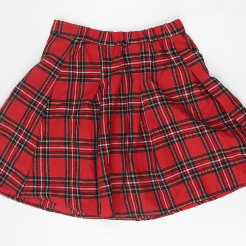 SheIn Girls Red Plaid Cotton Skater Skirt Size 11-12 Years  Regular