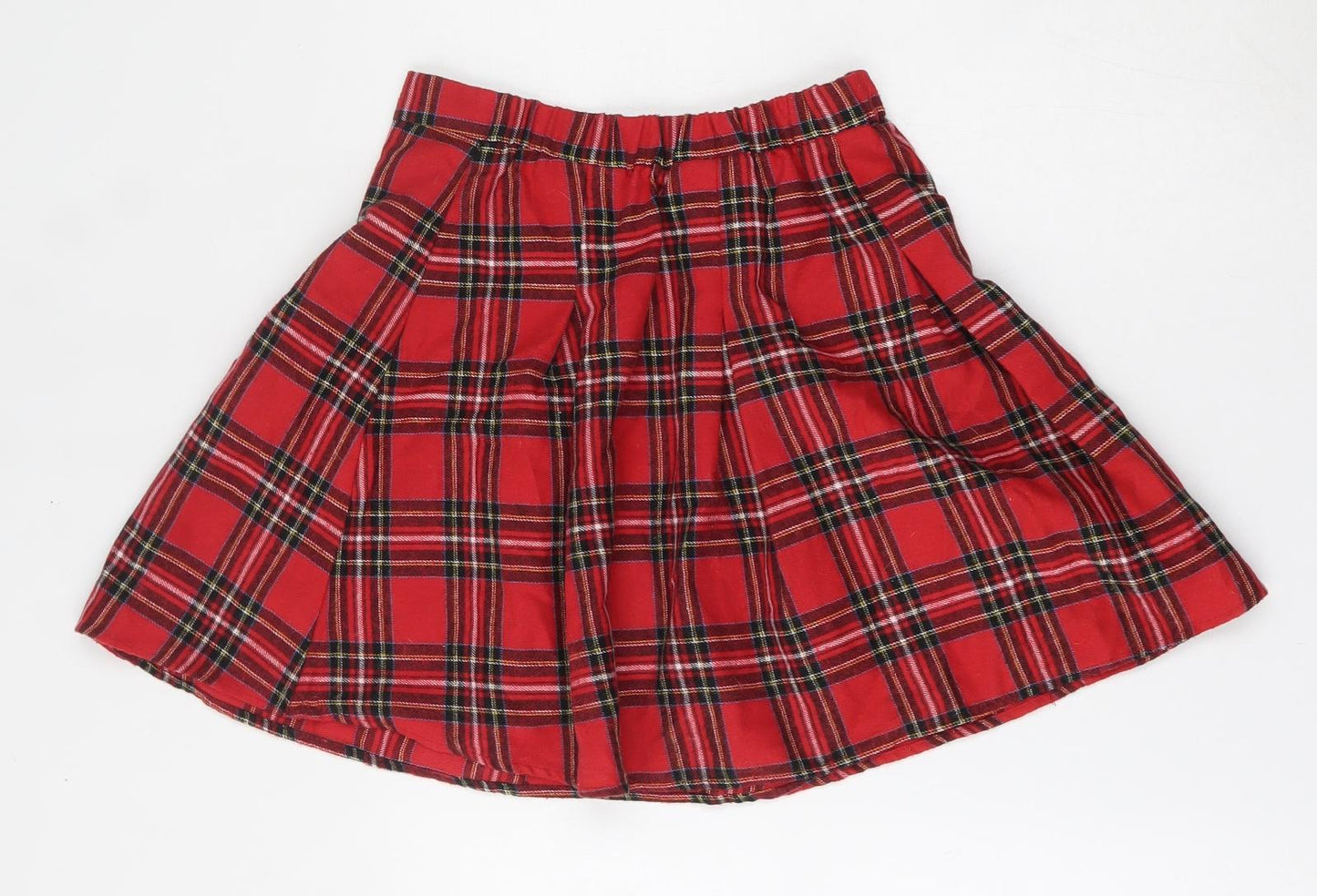 SheIn Girls Red Plaid Cotton Skater Skirt Size 11-12 Years  Regular