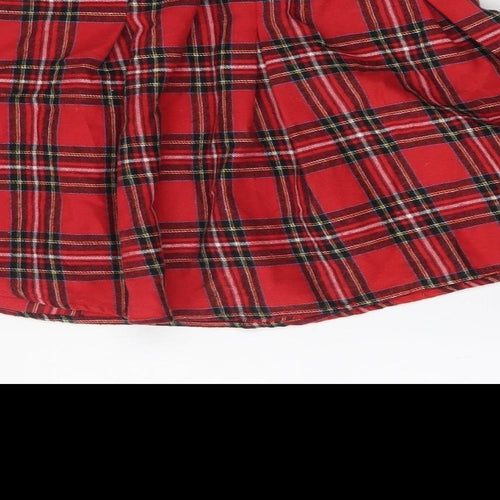 SheIn Girls Red Plaid Cotton Skater Skirt Size 11-12 Years  Regular