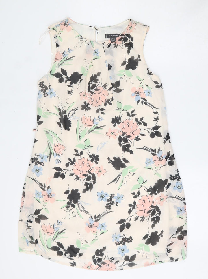 Primark Womens Multicoloured Floral Polyester Shift Size 12 Boat Neck