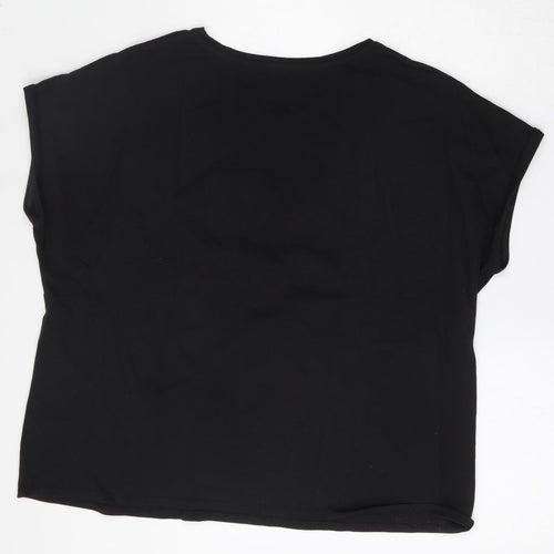 Papaya Womens Black  Cotton Basic T-Shirt Size XL Round Neck