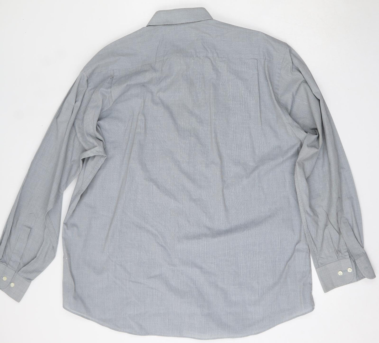 Marks and Spencer Mens Green Check Polyester  Button-Up Size 17 Collared