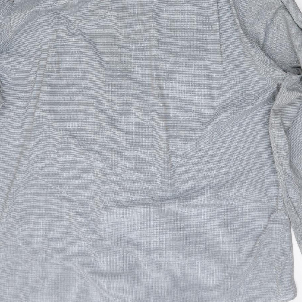 Marks and Spencer Mens Green Check Polyester  Button-Up Size 17 Collared